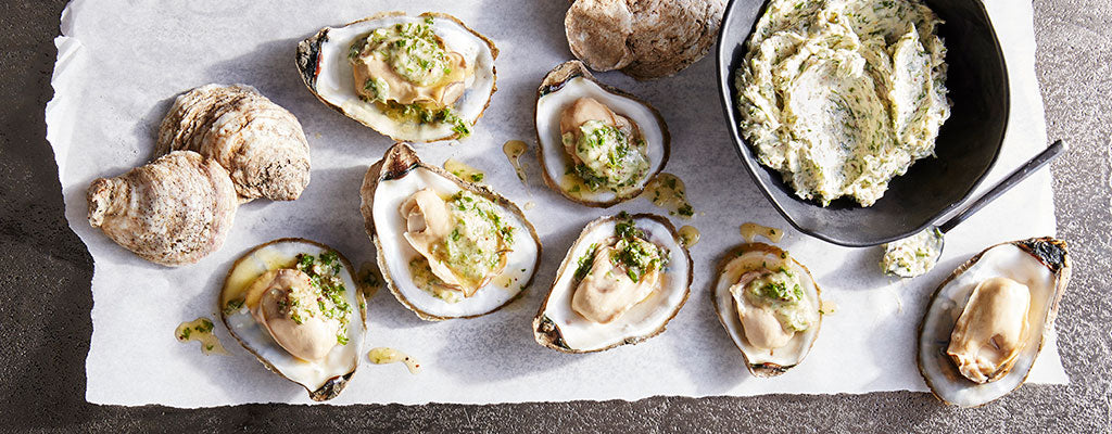 Oyster Roast with Garlic & Parsley Butter