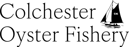 Logo of Colchester Oyster Fishery with a sailboat icon.