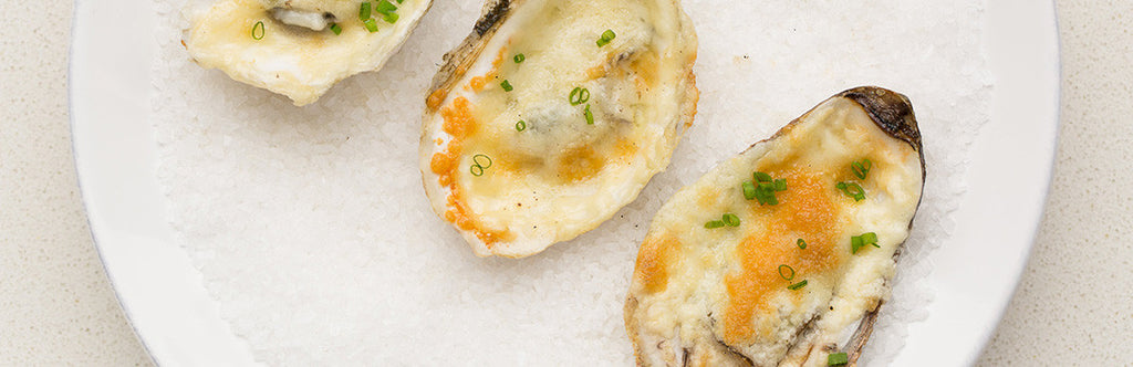 BBQ Oysters with Horseradish and Cheese