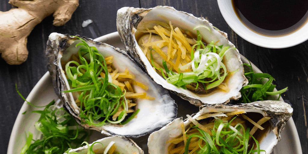 Steamed Oysters with Ginger and Shallots