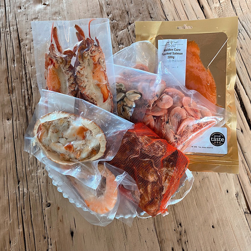 How your seafood platter arrives, each item individually packaged.